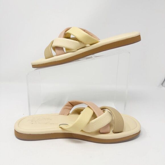 MADEWELL | Leeandra Slide Sandals Yellow Tan Pink Cross Straps Women’s Size 8.5 - Picture 4 of 15